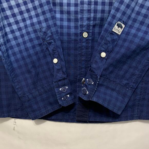 Buffalo David Bitton Premium Shirts Check Ombre Button Front Top Mens Sz XL Blue - Picture 7 of 9